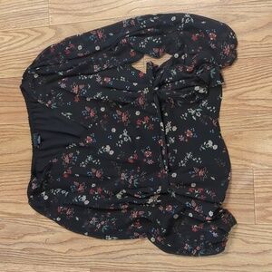 Sanctuary Dark Floral Wrap Blouse